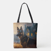 Duitse Herdershond Halloween Griezelen Tote Bag (Achterkant)