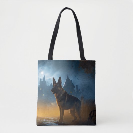 Duitse Herdershond Halloween Griezelen Tote Bag (Voorkant)