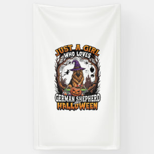Duitse Herdershond Halloween Heksenhoed Pompoen_1 Spandoek