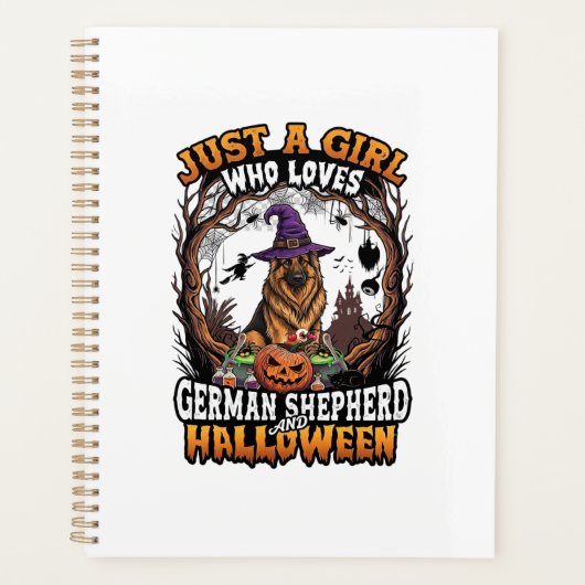 Duitse Herdershond Halloween Hond Heksenhoed Pompo Planner (Voorkant)