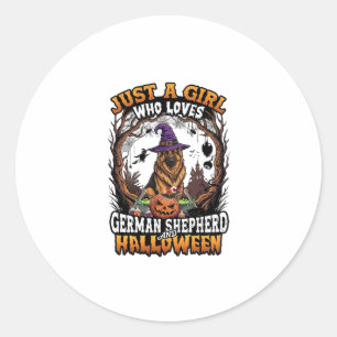 Duitse Herdershond Halloween Hond Heksenhoed Pompo Ronde Sticker