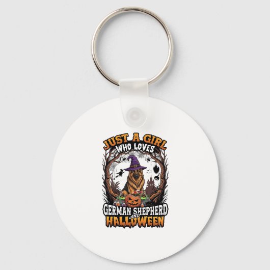 Duitse Herdershond Halloween Hond Heksenhoed Pompo Sleutelhanger (Voorkant)