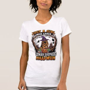 Duitse Herdershond Halloween Hond Heksenhoed Pompo T-shirt