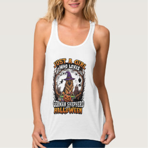 Duitse Herdershond Halloween Hond Heksenhoed Pompo Tanktop