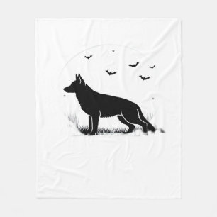 Duitse Herdershond Halloween Maan Silhouet Cl Fleece Deken