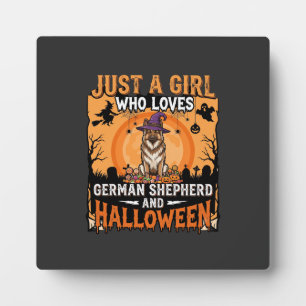 Duitse Herdershond Halloween Meisjes Heks Hondenon Fotoplaat