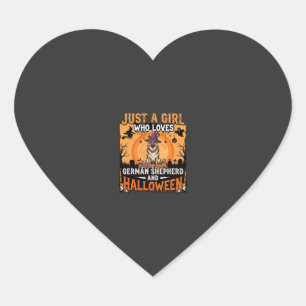 Duitse Herdershond Halloween Meisjes Heks Hondenon Hart Sticker
