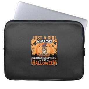 Duitse Herdershond Halloween Meisjes Heks Hondenon Laptop Sleeve