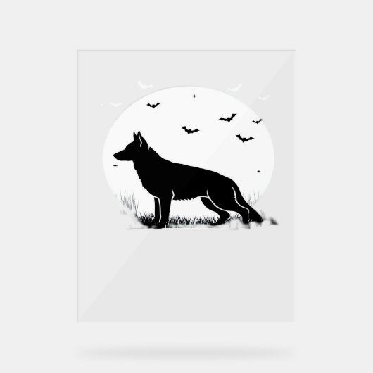 Duitse herdershond – Halloween Moon Silhouette Cl Acryl Bord (Voorkant)