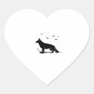 Duitse herdershond � Halloween Moon Silhouette Cl Hart Sticker