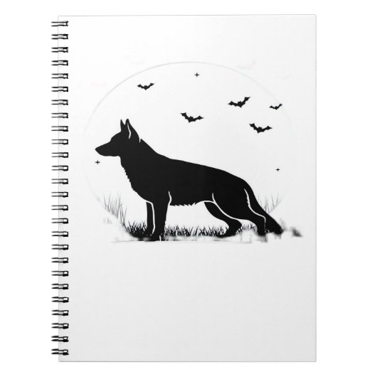 Duitse herdershond – Halloween Moon Silhouette Cl Notitieboek (Voorkant)