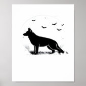 Duitse herdershond – Halloween Moon Silhouette Cl Poster (Voorkant)