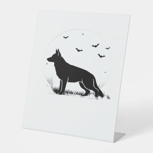 Duitse herdershond – Halloween Moon Silhouette Cl Reclamebord Met Voetstuk (Voorkant)