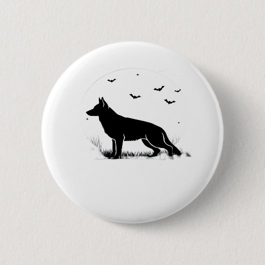Duitse herdershond – Halloween Moon Silhouette Cl Ronde Button 5,7 Cm (Voorkant)