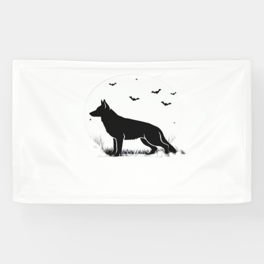Duitse herdershond – Halloween Moon Silhouette Cl Spandoek (Horizontaal)