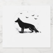 Duitse herdershond – Halloween Moon Silhouette Cl Sparkling Wijnetiket (Enkel label)