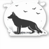 Duitse herdershond – Halloween Moon Silhouette Cl Sticker (Voorkant)