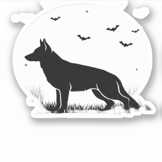 Duitse herdershond – Halloween Moon Silhouette Cl Sticker (Voorkant)