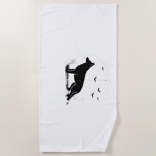 Duitse herdershond – Halloween Moon Silhouette Cl Strandlaken (Voorkant)