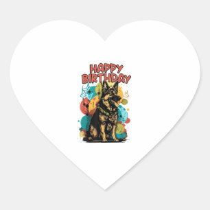 Duitse herdershond Happy Birthday Party Shep Clot Hart Sticker