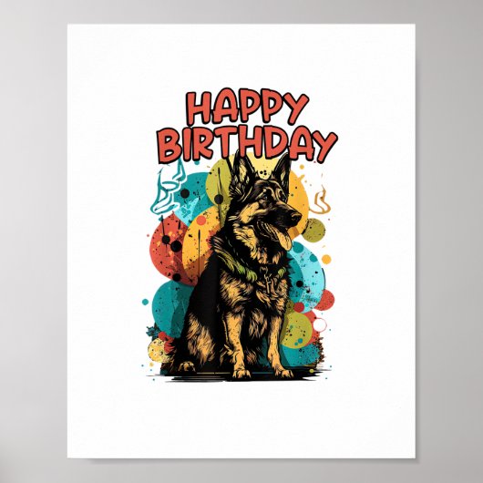 Duitse herdershond Happy Birthday Party Shep Clot Poster (Voorkant)