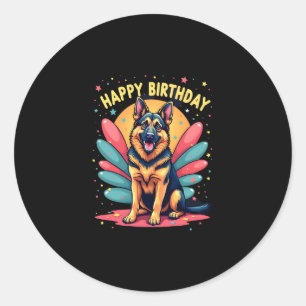 Duitse herdershond Happy Birthday Party Shep Clot Ronde Sticker