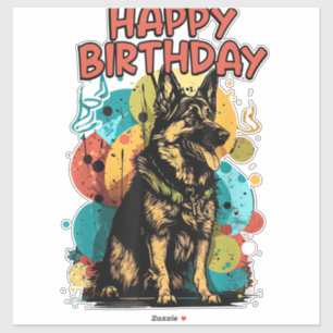 Duitse herdershond Happy Birthday Party Shep Clot Sticker