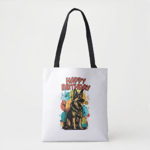 Duitse herdershond Happy Birthday Party Shep Clot Tote Bag