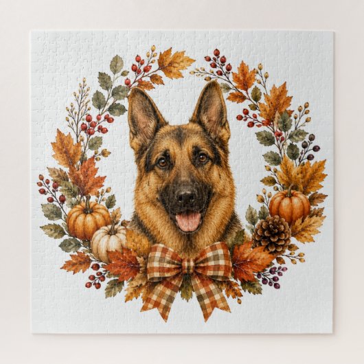 Duitse Herdershond Herfst Legpuzzel (Verticaal)