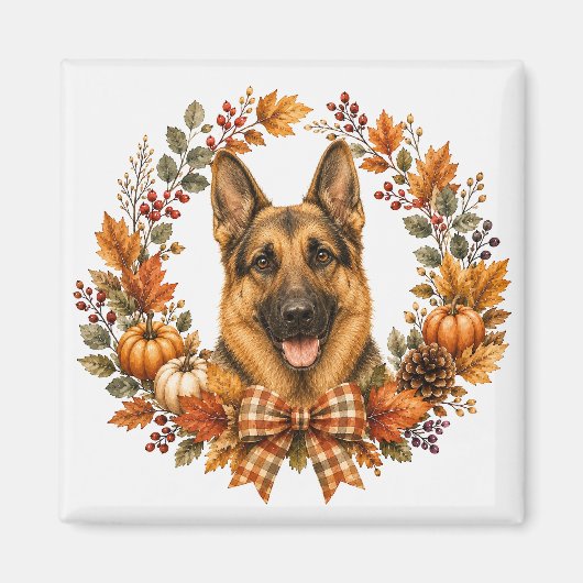 Duitse Herdershond Herfst Magneet (Voorkant)