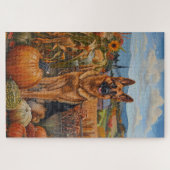 Duitse Herdershond Herfst Oogst Thanksgiving Legpuzzel (Horizontaal)
