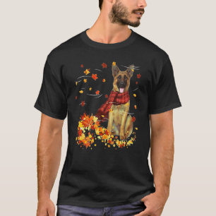 Duitse Herdershond Herfst Sjaal Honden Herfstblade T-shirt