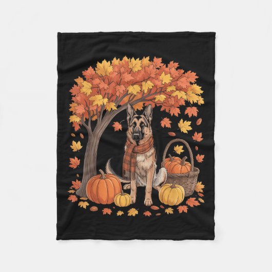 Duitse Herdershond Herfst Sjaal Pompoen Herfst Dan Fleece Deken (Voorkant)