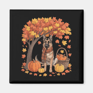 Duitse Herdershond Herfst Sjaal Pompoen Herfst Dan Magneet