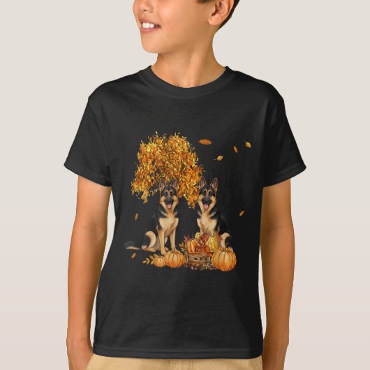 Duitse Herdershond Herfstblad Herfst Hond Hallowee T-shirt (Voorkant)