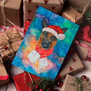 Duitse Herdershond Honden Kerstmis Feestdagenkaart