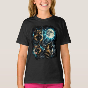 Duitse herdershond huilend naar de maan t-shirt