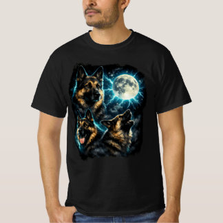Duitse herdershond huilend naar de maan t-shirt