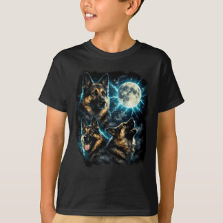 Duitse herdershond huilend naar de maan t-shirt