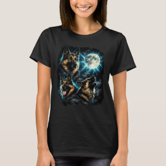 Duitse herdershond huilend naar de maan t-shirt
