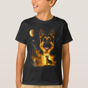 Duitse Herdershond Huilt Naar De Maan Vintage Myst T-shirt