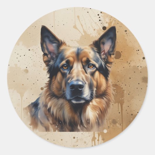 Duitse Herdershond Huisdier Ronde Sticker (Voorkant)