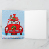 Duitse Herdershond in auto met kerstman Kaart (Binnen)