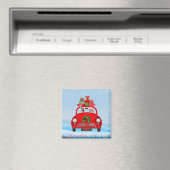 Duitse Herdershond in auto met kerstman Magneet (Insitu (Vaatwasser))