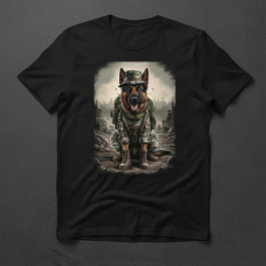 Duitse Herdershond in een Soldatenuitrusting T-shirt