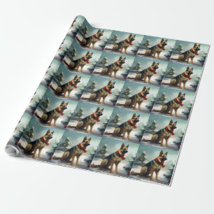 Duitse herdershond in Kerstmis Sneeuw Cadeaupapier
