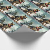 Duitse herdershond in Kerstmis Sneeuw Cadeaupapier (Hoek)