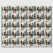 Duitse Herdershond in Kerstsneeuw Cadeaupapier (Vlak)