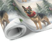 Duitse Herdershond in Kerstsneeuw Cadeaupapier (Rol Hoek)