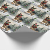 Duitse Herdershond in Kerstsneeuw Cadeaupapier (Hoek)